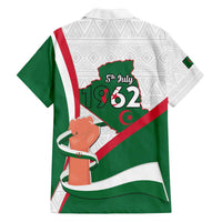 Happy Algeria Independence Day Family Matching Off The Shoulder Long Sleeve Dress and Hawaiian Shirt Maqam Echahid Coat Of Arms