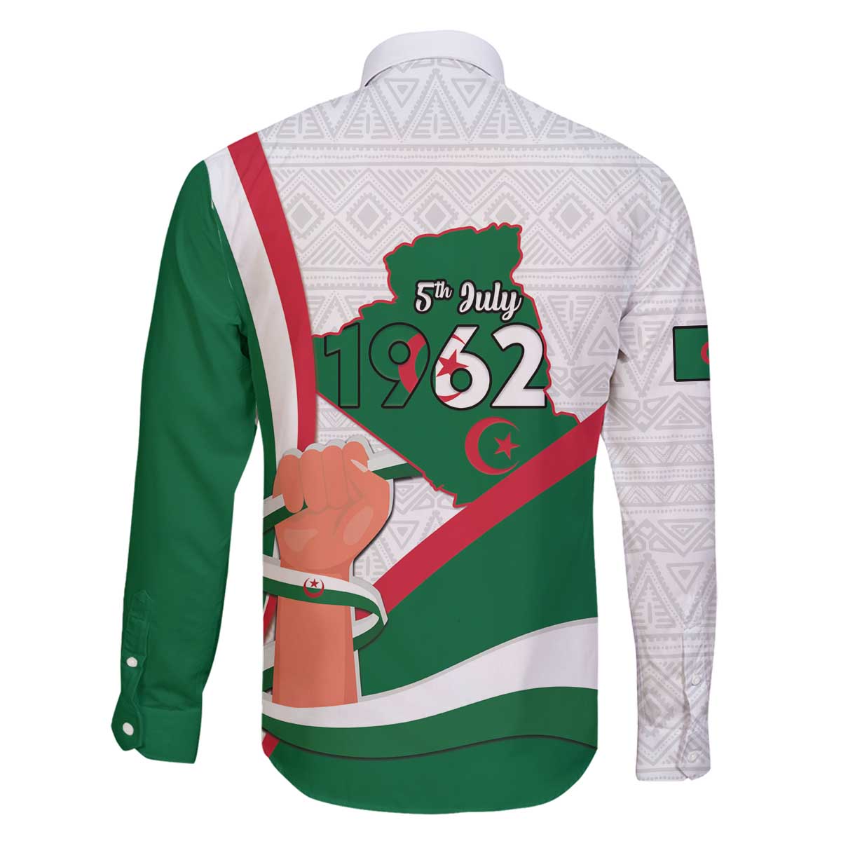 Happy Algeria Independence Day Family Matching Off The Shoulder Long Sleeve Dress and Hawaiian Shirt Maqam Echahid Coat Of Arms