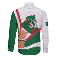 Happy Algeria Independence Day Family Matching Off The Shoulder Long Sleeve Dress and Hawaiian Shirt Maqam Echahid Coat Of Arms