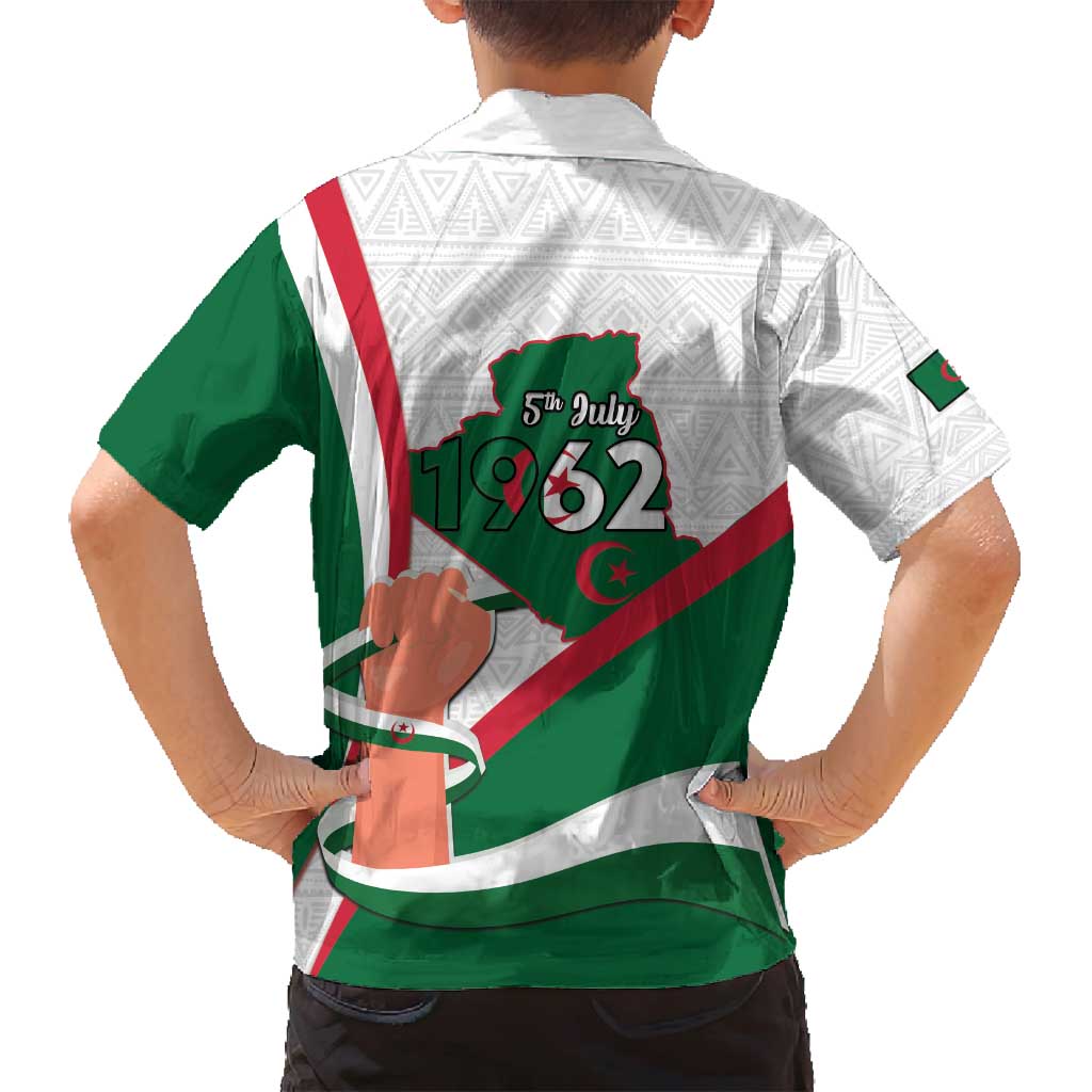 Happy Algeria Independence Day Family Matching Off Shoulder Short Dress and Hawaiian Shirt Maqam Echahid Coat Of Arms