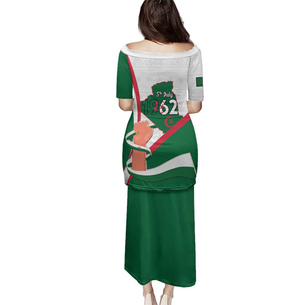 Happy Algeria Independence Day Family Matching Puletasi and Hawaiian Shirt Maqam Echahid Coat Of Arms