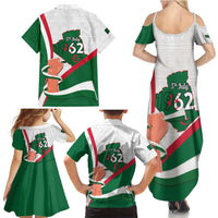 Happy Algeria Independence Day Family Matching Summer Maxi Dress and Hawaiian Shirt Maqam Echahid Coat Of Arms