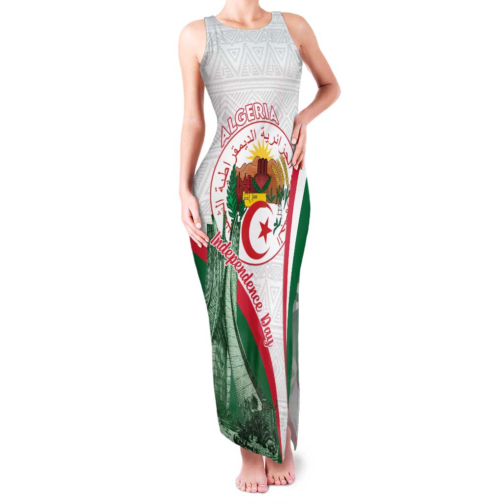 Happy Algeria Independence Day Family Matching Tank Maxi Dress and Hawaiian Shirt Maqam Echahid Coat Of Arms