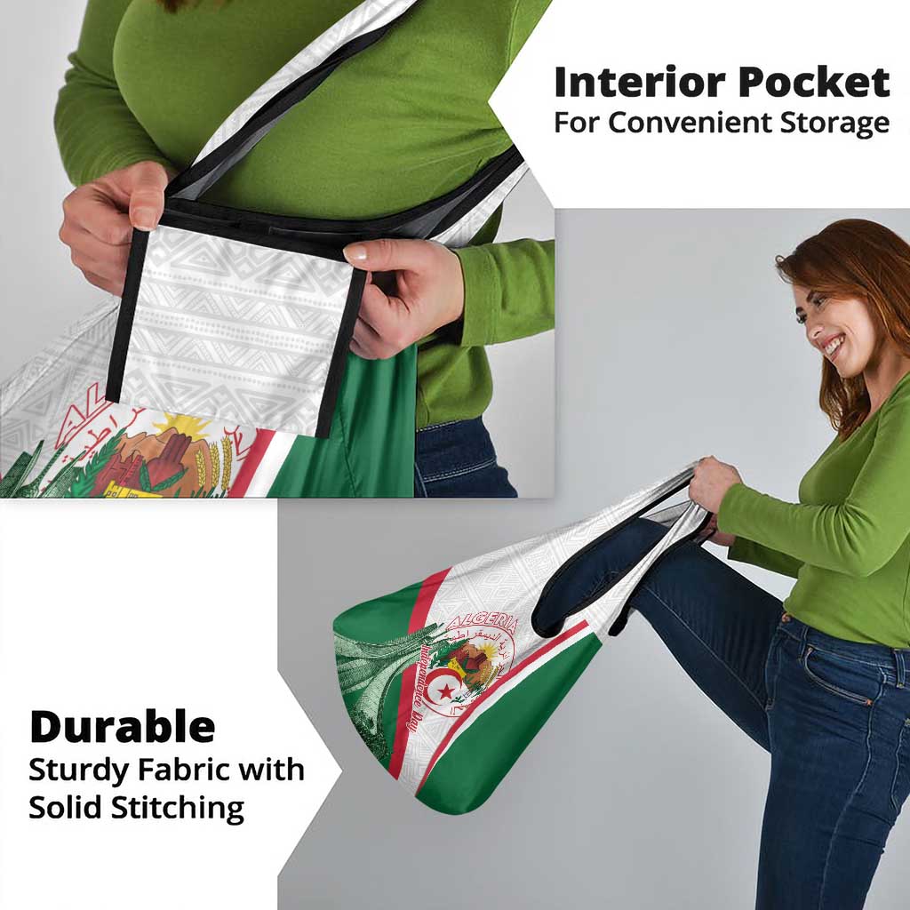 Happy Algeria Independence Day Grocery Bag Maqam Echahid Coat Of Arms