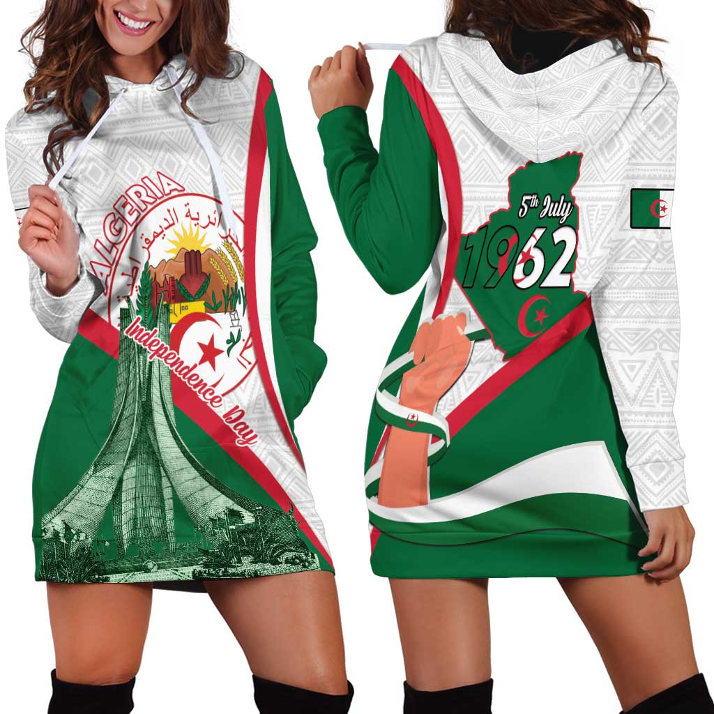 Happy Algeria Independence Day Hoodie Dress Maqam Echahid Coat Of Arms