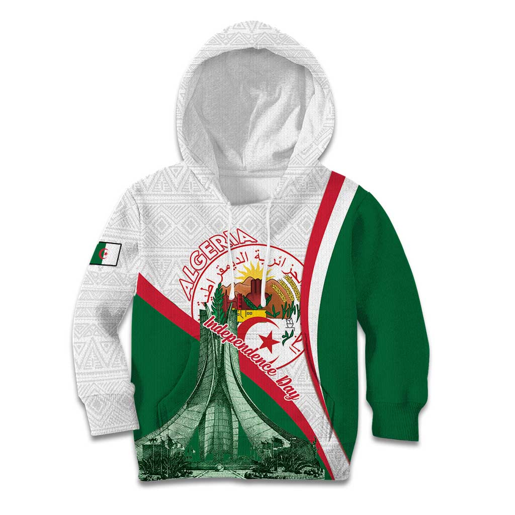 Happy Algeria Independence Day Kid Hoodie Maqam Echahid Coat Of Arms