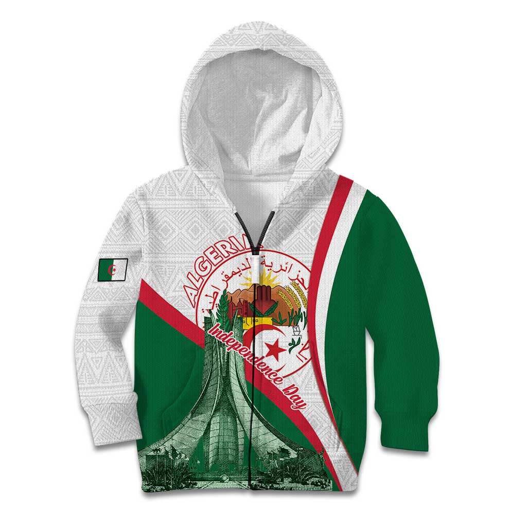 Happy Algeria Independence Day Kid Hoodie Maqam Echahid Coat Of Arms