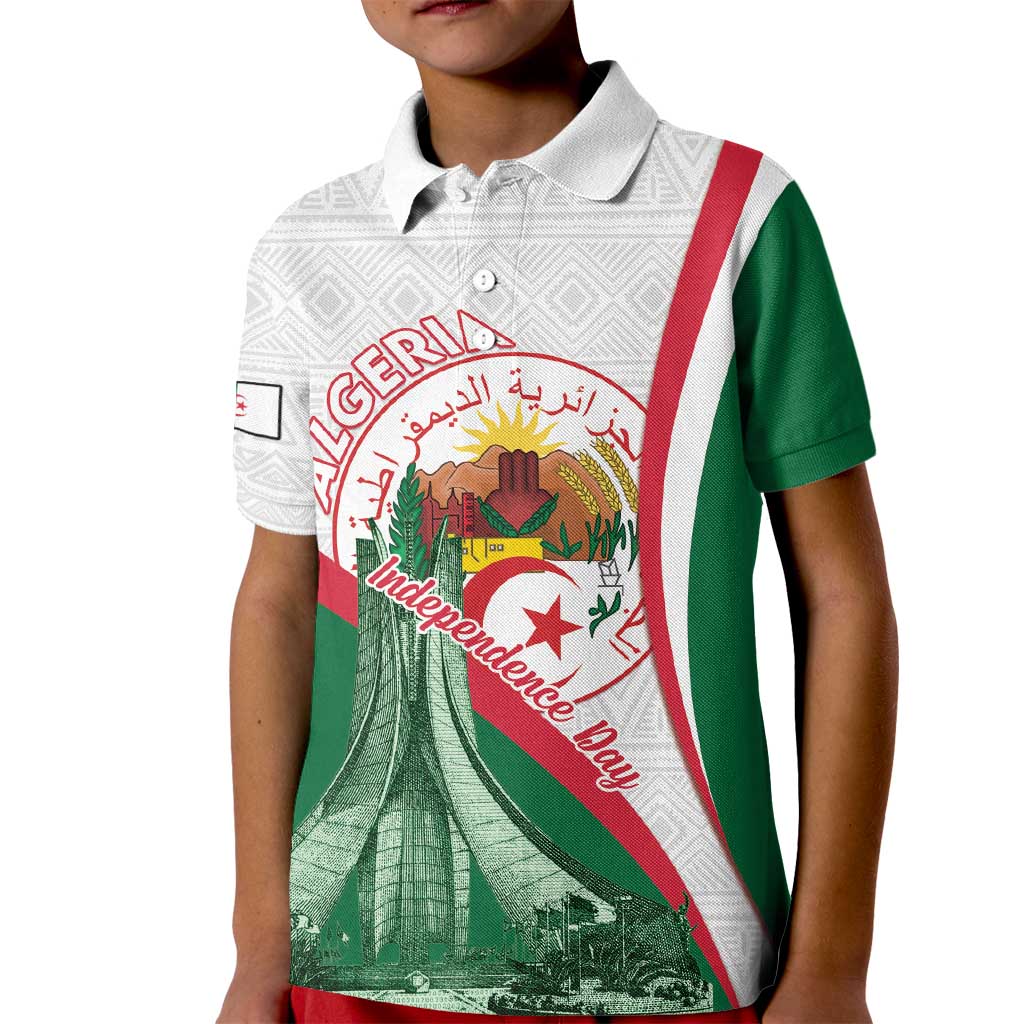 Happy Algeria Independence Day Kid Polo Shirt Maqam Echahid Coat Of Arms