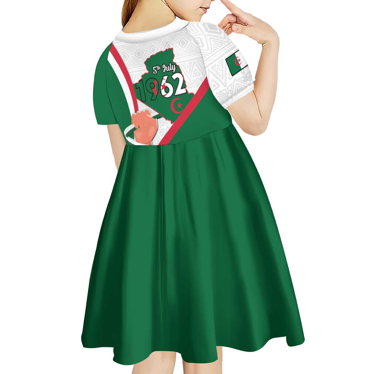 Happy Algeria Independence Day Kid Short Sleeve Dress Maqam Echahid Coat Of Arms