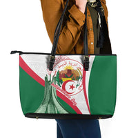 Happy Algeria Independence Day Leather Tote Bag Maqam Echahid Coat Of Arms