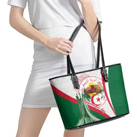 Happy Algeria Independence Day Leather Tote Bag Maqam Echahid Coat Of Arms