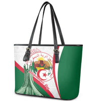 Happy Algeria Independence Day Leather Tote Bag Maqam Echahid Coat Of Arms