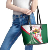 Happy Algeria Independence Day Leather Tote Bag Maqam Echahid Coat Of Arms