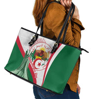 Happy Algeria Independence Day Leather Tote Bag Maqam Echahid Coat Of Arms