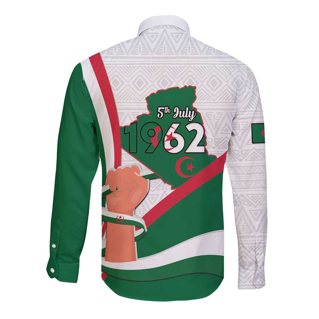Happy Algeria Independence Day Long Sleeve Button Shirt Maqam Echahid Coat Of Arms
