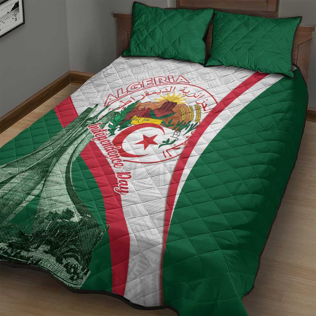 Happy Algeria Independence Day Quilt Bed Set Maqam Echahid Coat Of Arms