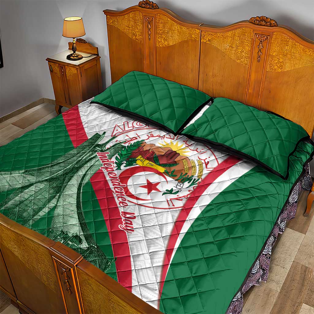 Happy Algeria Independence Day Quilt Bed Set Maqam Echahid Coat Of Arms