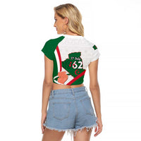 Happy Algeria Independence Day Raglan Cropped T Shirt Maqam Echahid Coat Of Arms