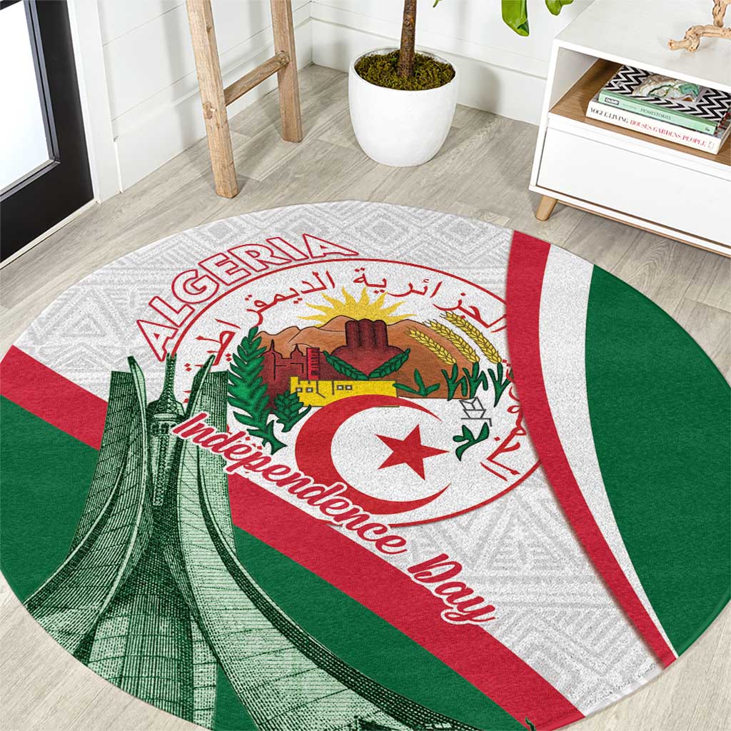 Happy Algeria Independence Day Round Carpet Maqam Echahid Coat Of Arms