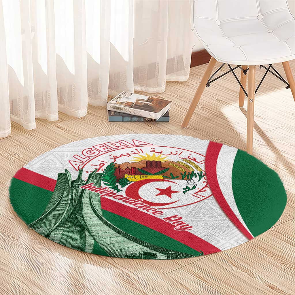 Happy Algeria Independence Day Round Carpet Maqam Echahid Coat Of Arms