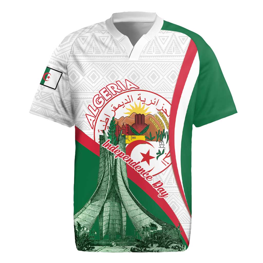Happy Algeria Independence Day Rugby Jersey Maqam Echahid Coat Of Arms