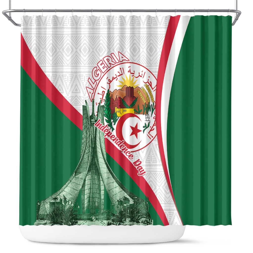 Happy Algeria Independence Day Shower Curtain Maqam Echahid Coat Of Arms