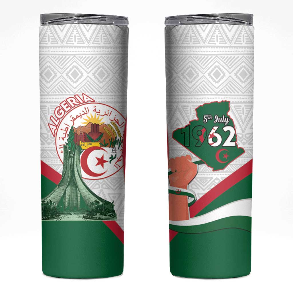 Happy Algeria Independence Day Skinny Tumbler Maqam Echahid Coat Of Arms