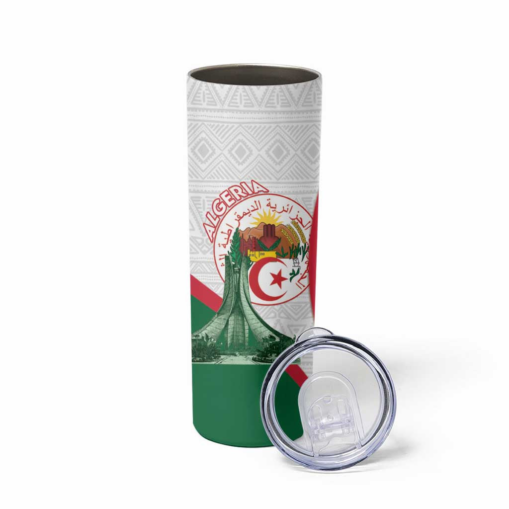 Happy Algeria Independence Day Skinny Tumbler Maqam Echahid Coat Of Arms