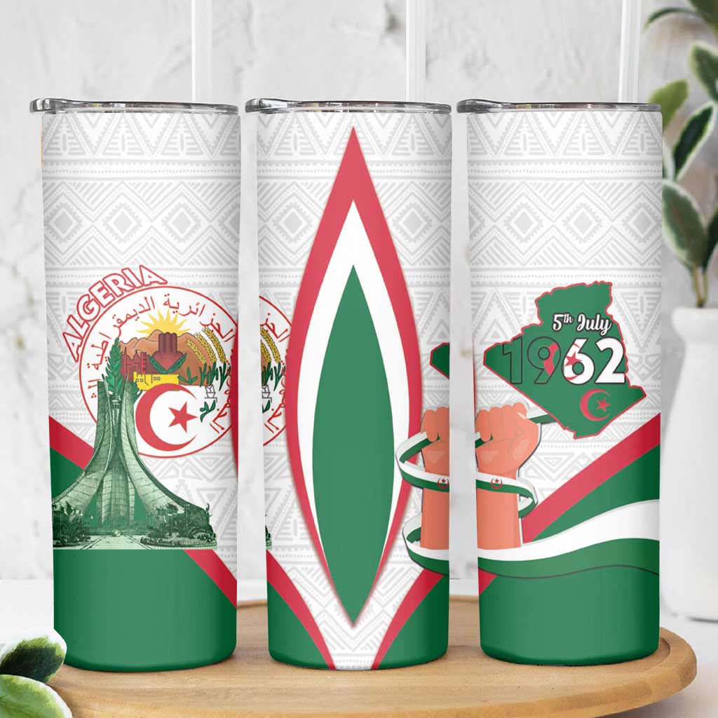 Happy Algeria Independence Day Skinny Tumbler Maqam Echahid Coat Of Arms