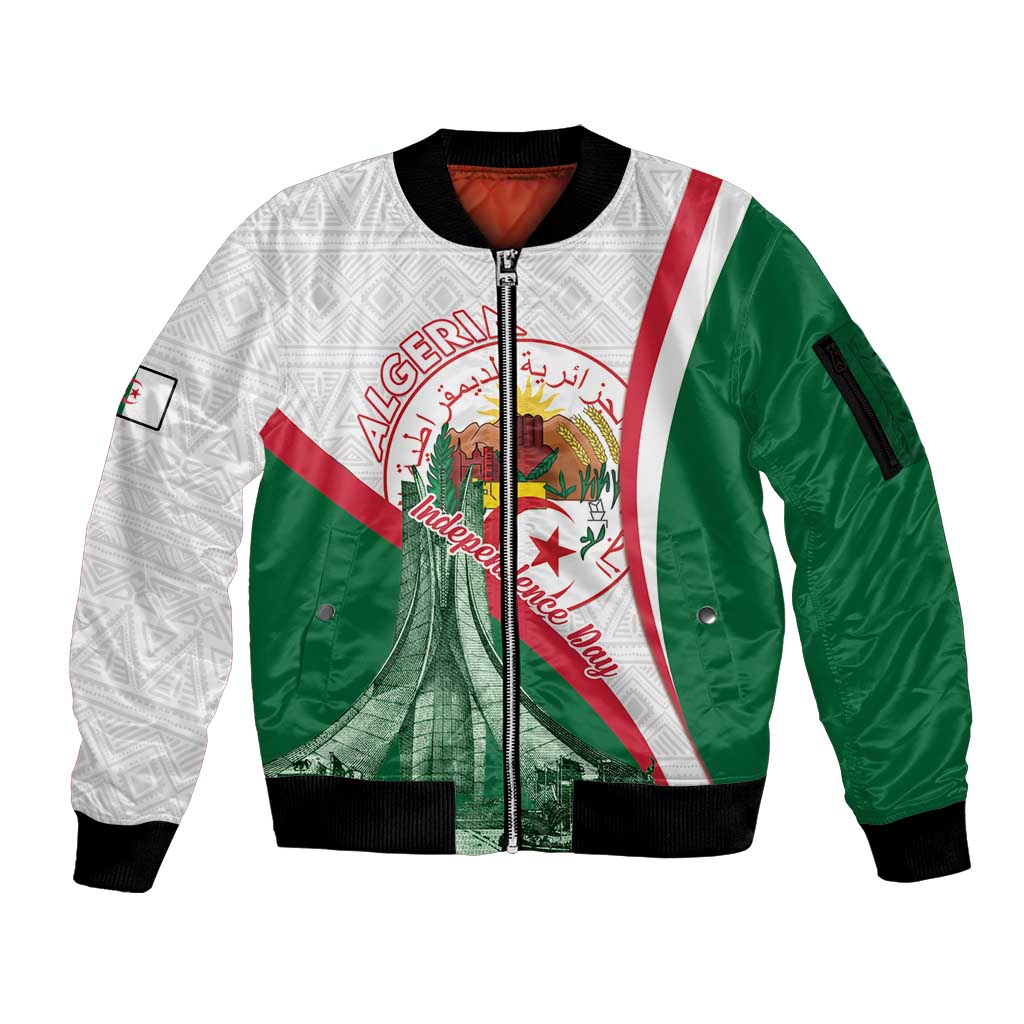 Happy Algeria Independence Day Sleeve Zip Bomber Jacket Maqam Echahid Coat Of Arms