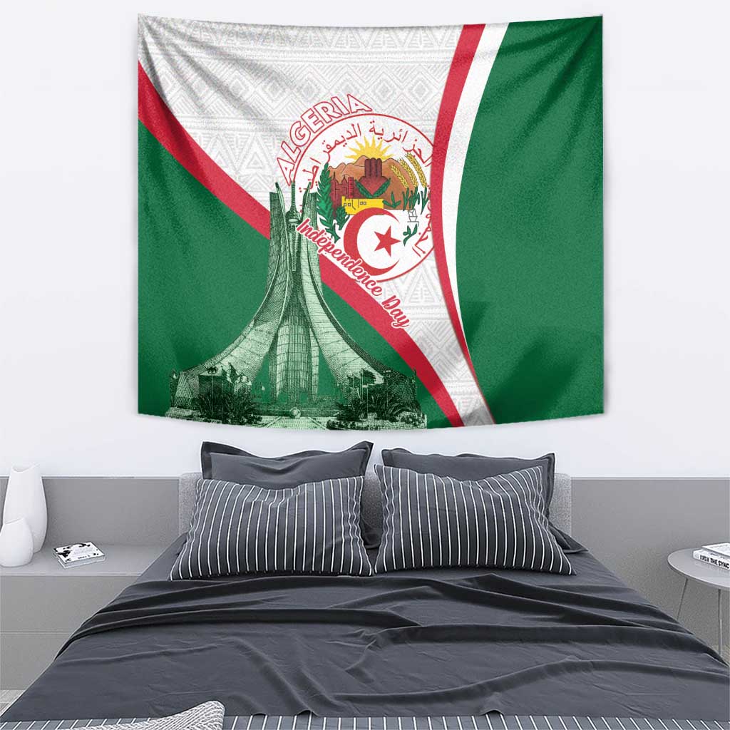 Happy Algeria Independence Day Tapestry Maqam Echahid Coat Of Arms