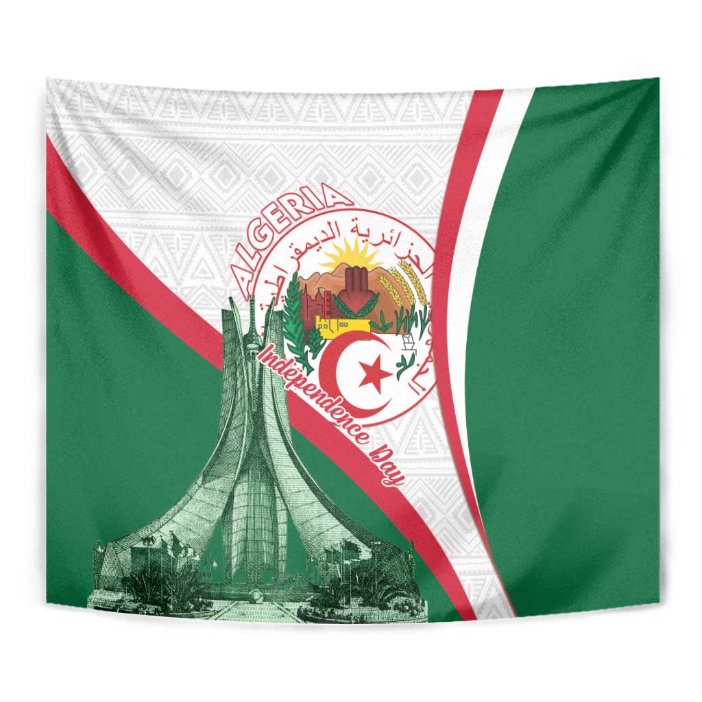 Happy Algeria Independence Day Tapestry Maqam Echahid Coat Of Arms
