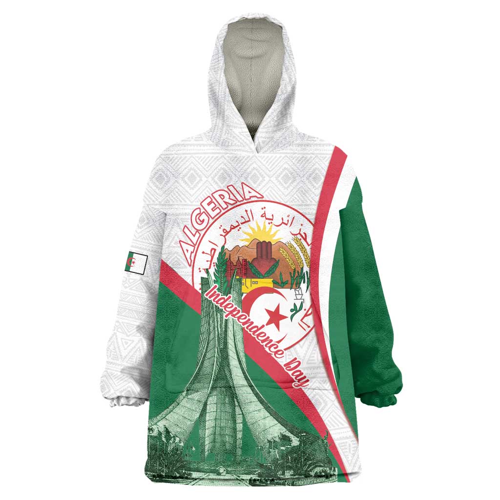 Happy Algeria Independence Day Wearable Blanket Hoodie Maqam Echahid Coat Of Arms