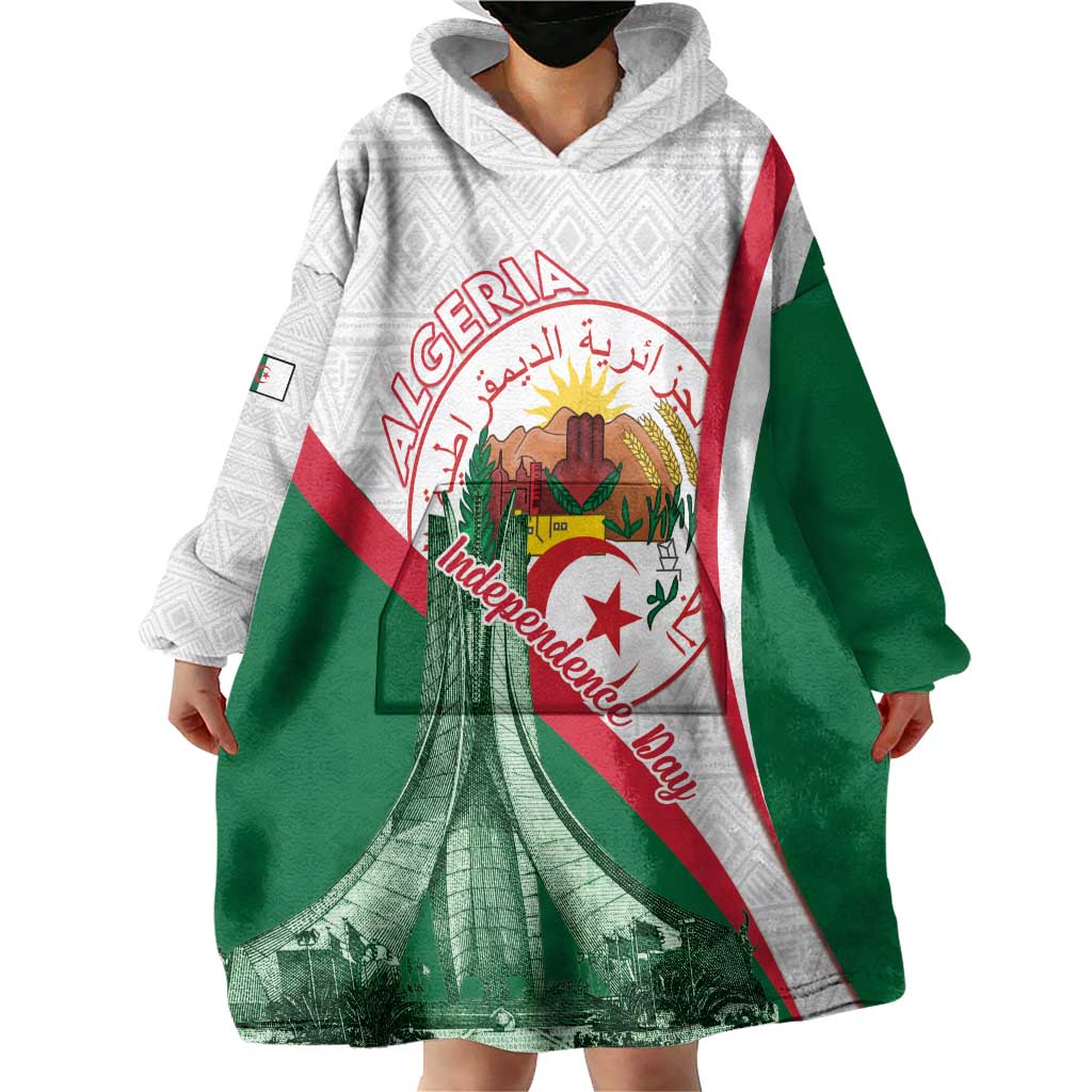 Happy Algeria Independence Day Wearable Blanket Hoodie Maqam Echahid Coat Of Arms