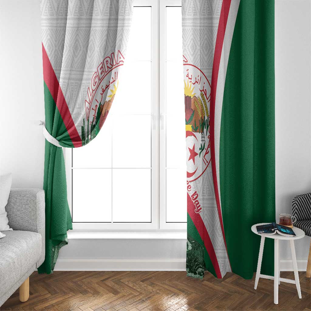 Happy Algeria Independence Day Window Curtain Maqam Echahid Coat Of Arms
