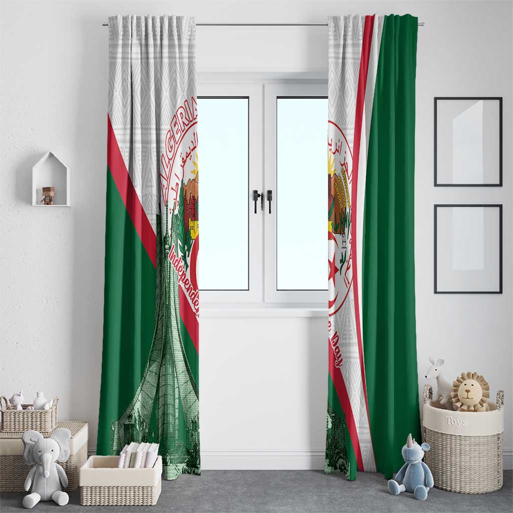 Happy Algeria Independence Day Window Curtain Maqam Echahid Coat Of Arms