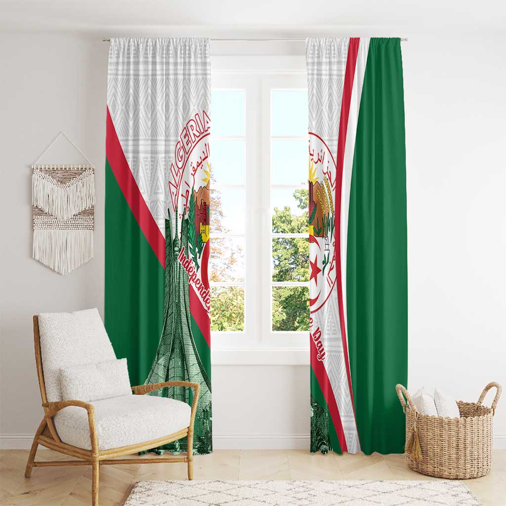 Happy Algeria Independence Day Window Curtain Maqam Echahid Coat Of Arms