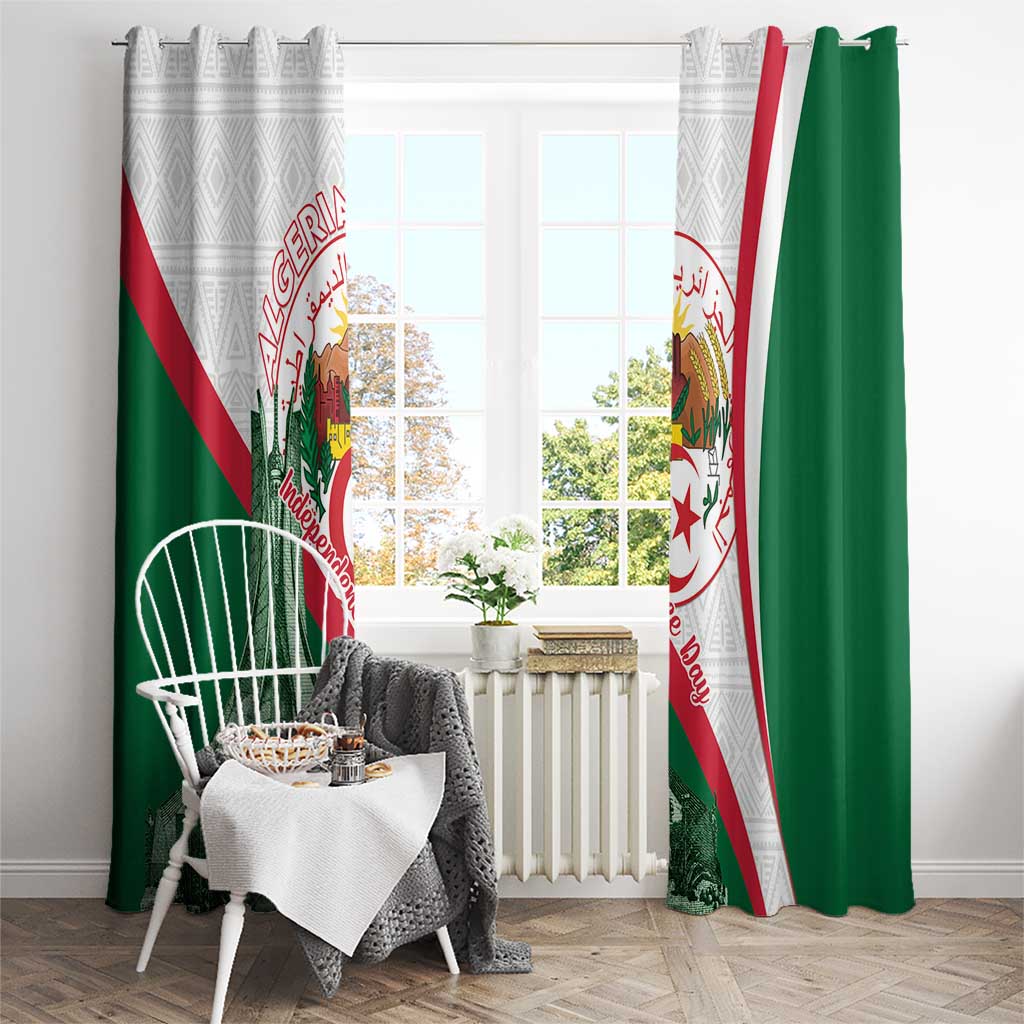 Happy Algeria Independence Day Window Curtain Maqam Echahid Coat Of Arms