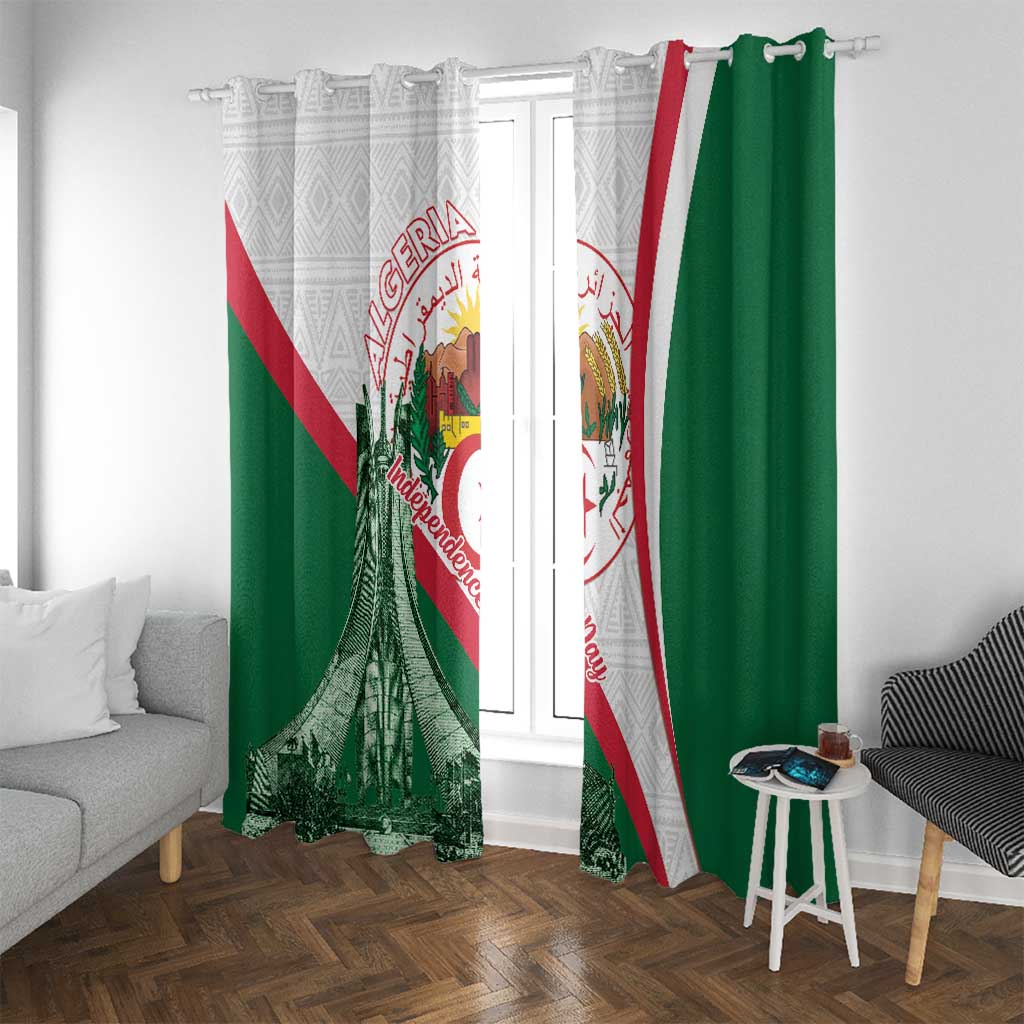 Happy Algeria Independence Day Window Curtain Maqam Echahid Coat Of Arms