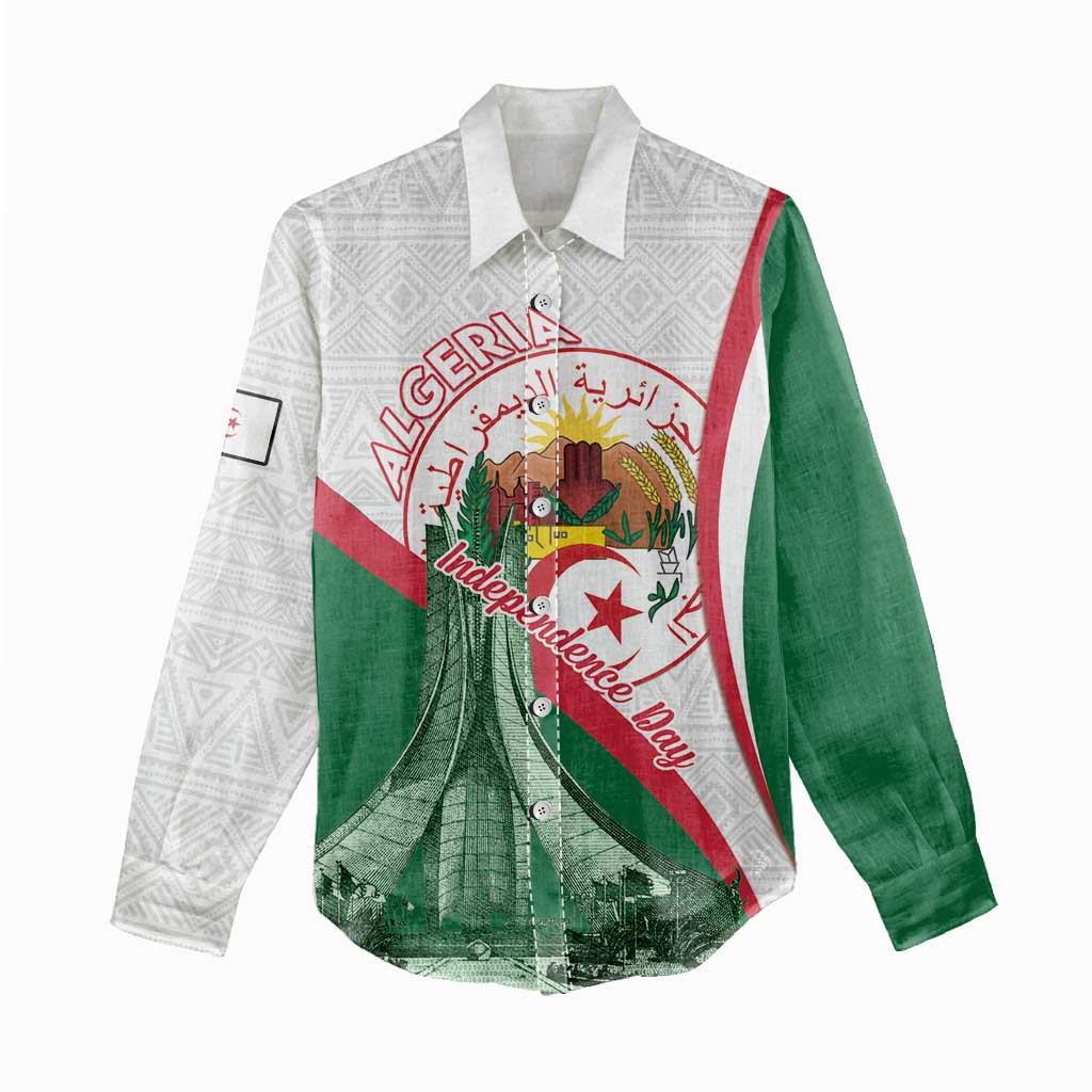 Happy Algeria Independence Day Women Casual Shirt Maqam Echahid Coat Of Arms