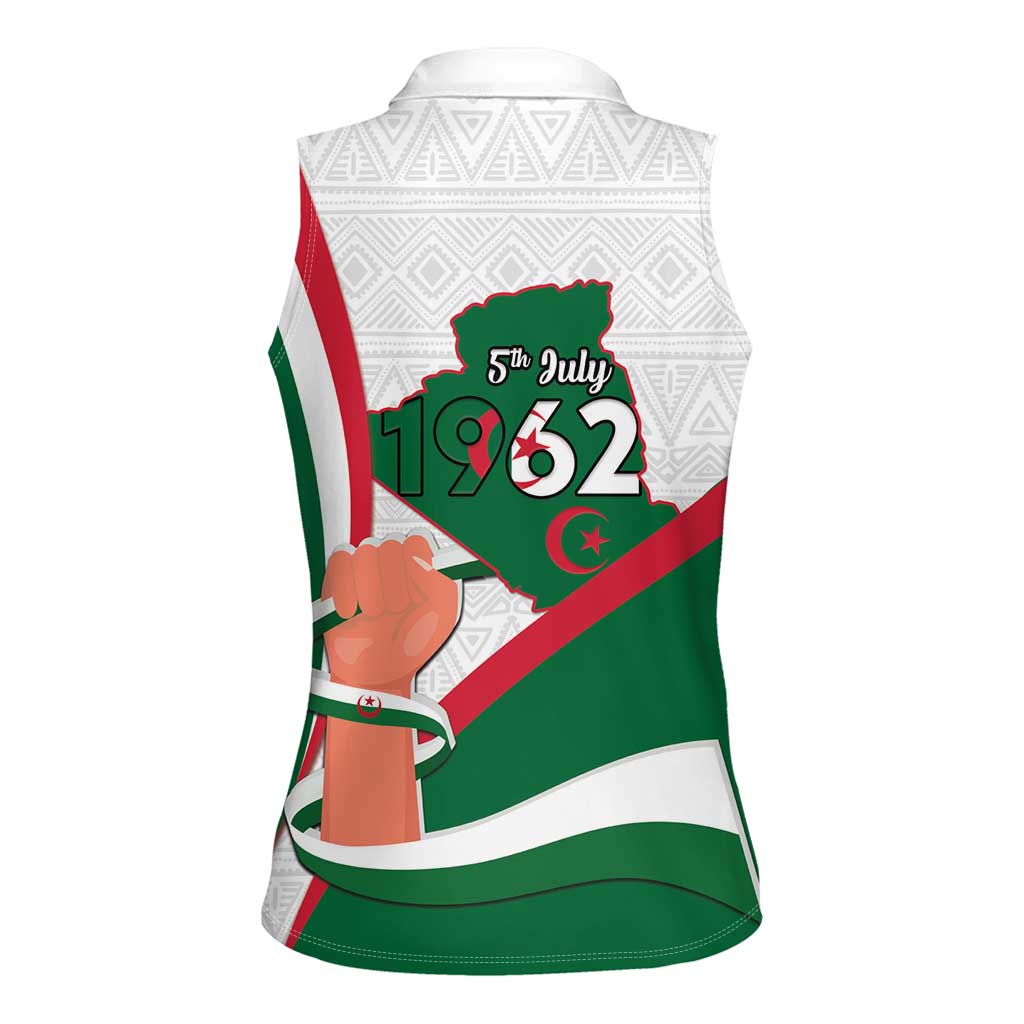 Happy Algeria Independence Day Women Sleeveless Polo Shirt Maqam Echahid Coat Of Arms