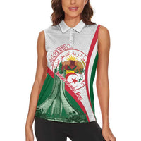 Happy Algeria Independence Day Women Sleeveless Polo Shirt Maqam Echahid Coat Of Arms