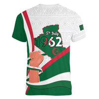 Happy Algeria Independence Day Women V-Neck T-Shirt Maqam Echahid Coat Of Arms