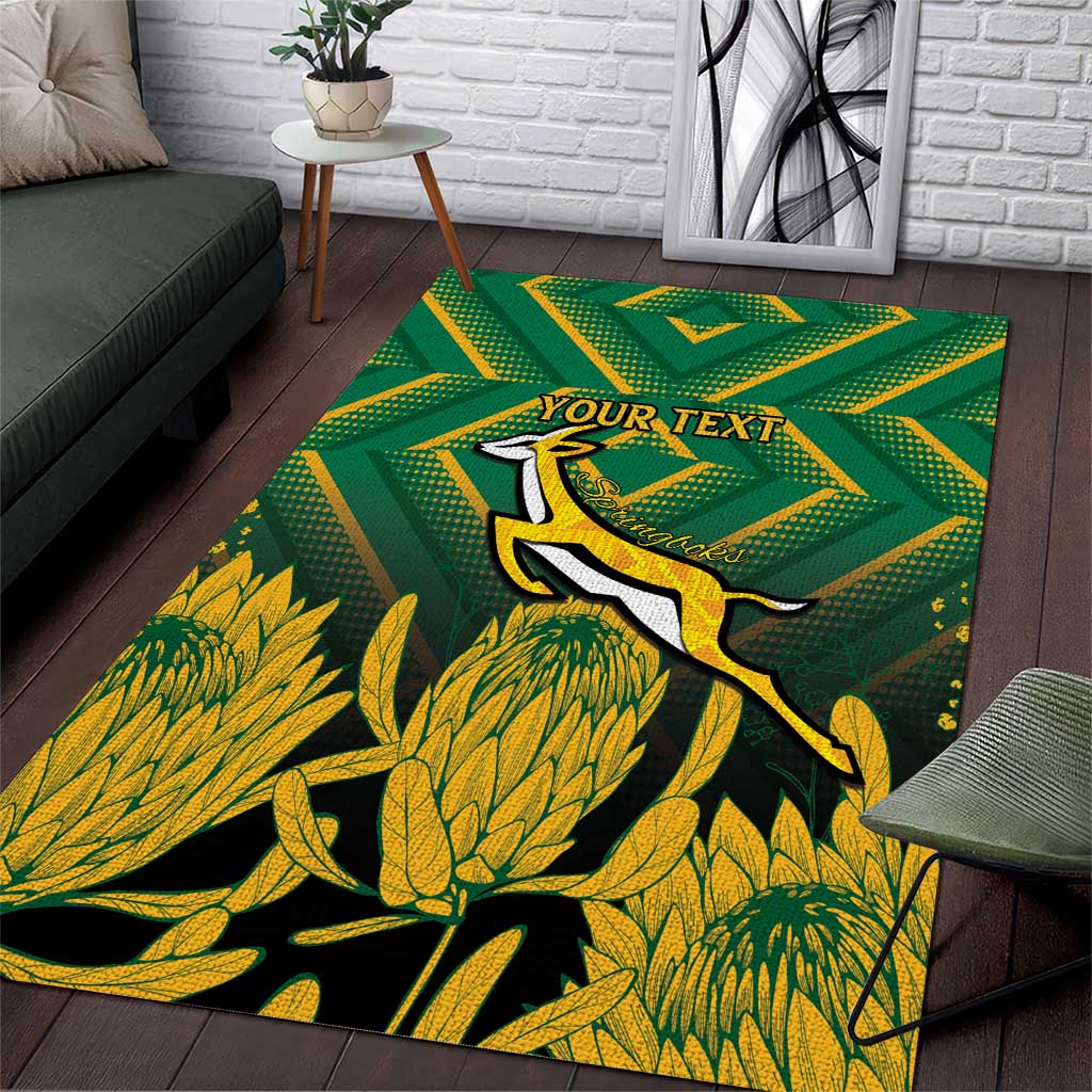 South Africa Rugby Custom Area Rug Forever Green Forever Gold