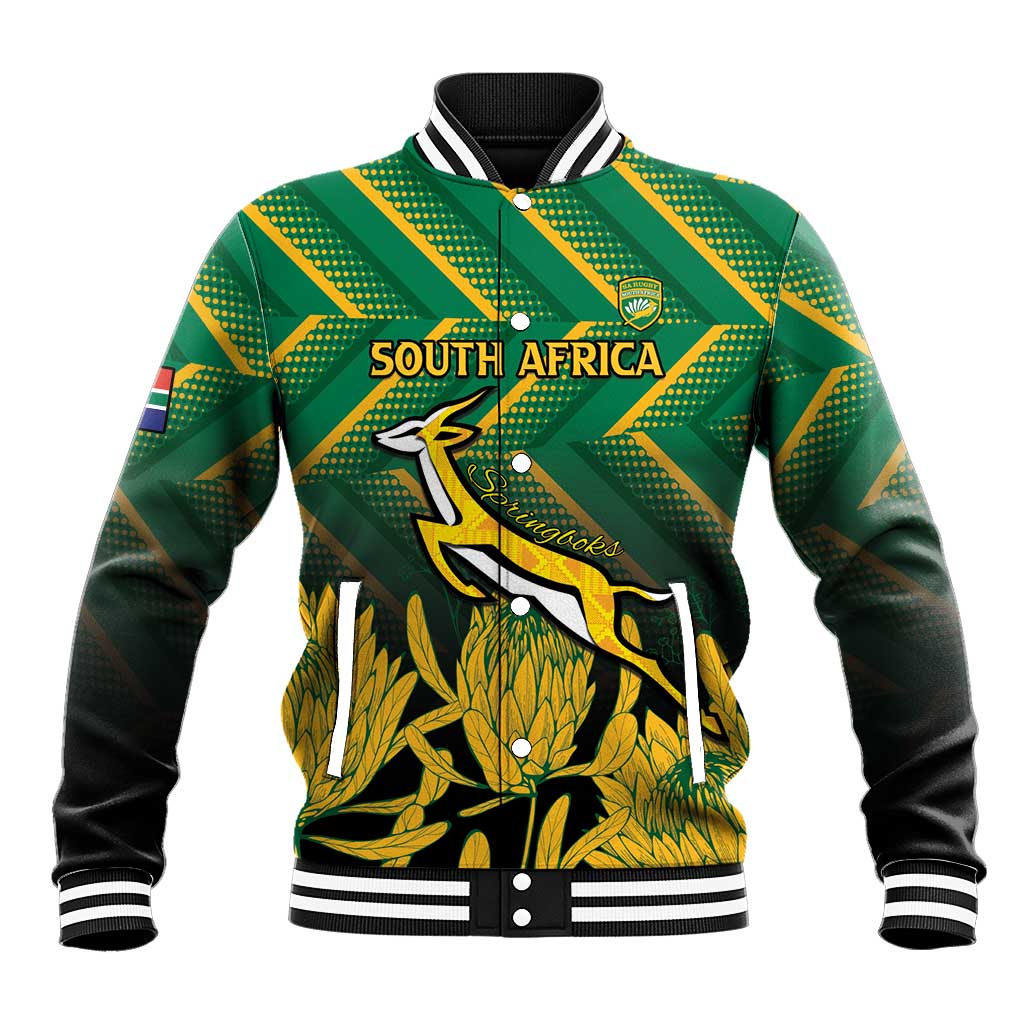 South Africa Rugby Custom Baseball Jacket Forever Green Forever Gold