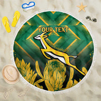 South Africa Rugby Custom Beach Blanket Forever Green Forever Gold