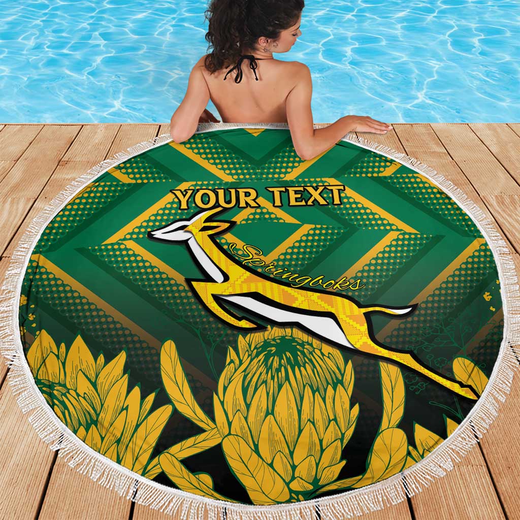 South Africa Rugby Custom Beach Blanket Forever Green Forever Gold