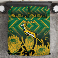 South Africa Rugby Custom Bedding Set Forever Green Forever Gold
