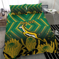 South Africa Rugby Custom Bedding Set Forever Green Forever Gold