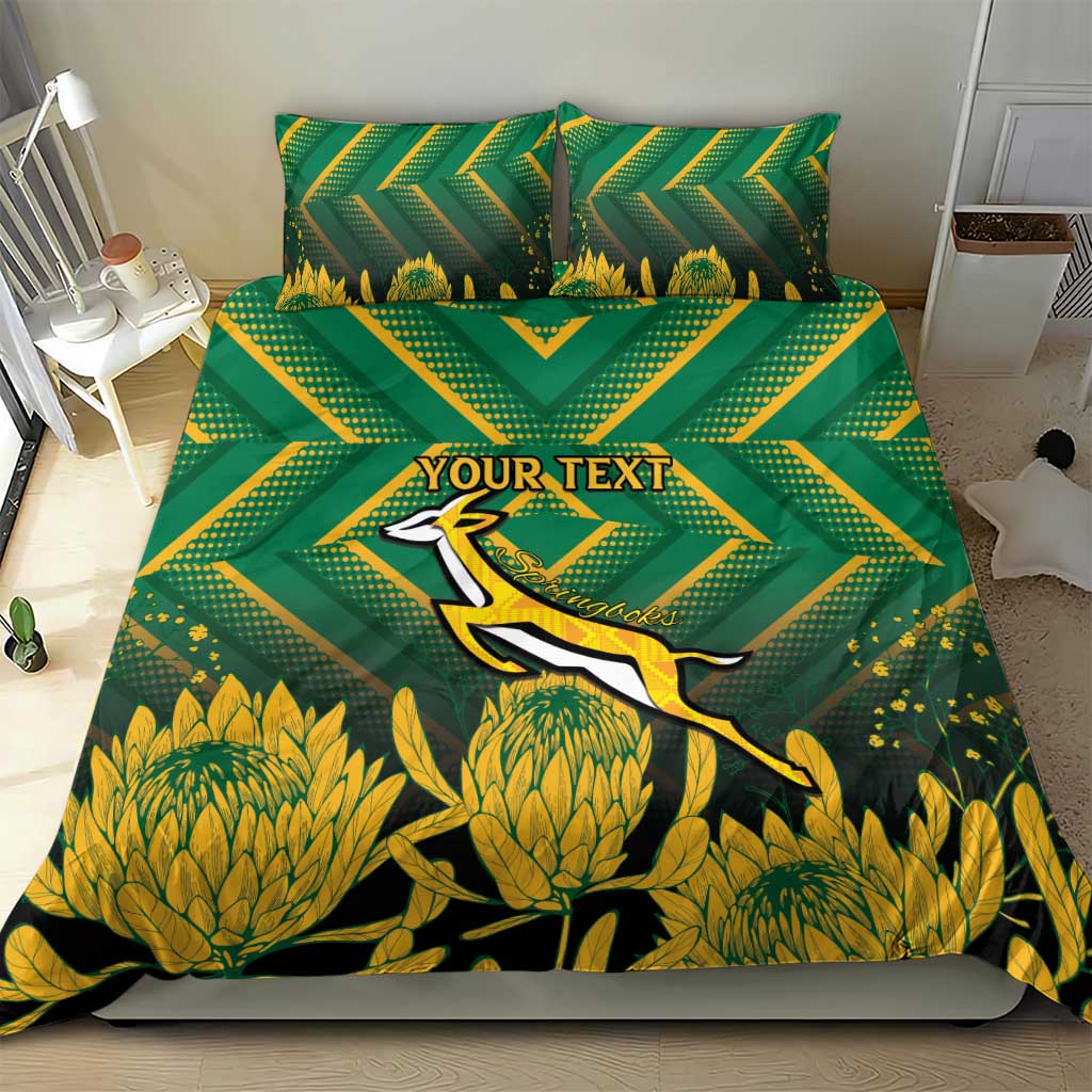 South Africa Rugby Custom Bedding Set Forever Green Forever Gold